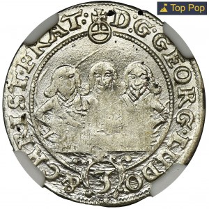 Silesia, Duchy of Liegnitz-Brieg-Wohlau, Georg III, Ludwig IV, Christian, 3 Kreuzer Brieg 1655 - NGC MS63