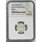 Silesia, Duchy of Liegnitz-Brieg-Wohlau, Georg III, Ludwig IV, Christian, 3 Kreuzer Brieg 1655 - NGC MS63