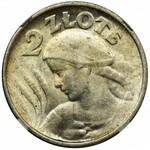 PROBE, Women and ears, 2 zloty Philadelphia 1924 - NOT inverted - NGC MS62+