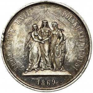 Medal na 300-lecie Unii Lubelskiej 1869 w srebrze - NIENOTOWANY, EKSTREMALNIE RZADKI