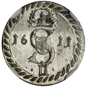 Sigismund III Vasa, 2 Denarius Vilnius 1611 - NGC MS63
