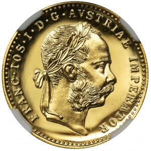 Austria, Franciszek Józef I, Dukat Wiedeń 1915, nowe bicie - NGC MS68