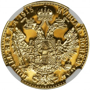 Austria, Franciszek Józef I, Dukat Wiedeń 1915, nowe bicie - NGC MS68