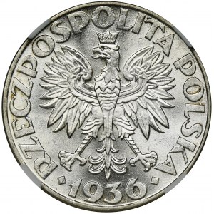 Żaglowiec, 2 złote 1936 - NGC MS63