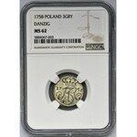 Augustus III of Poland, 3 Groschen Danzig 1758 - NGC MS62