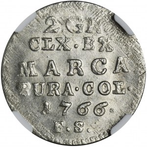 Poniatowski, 2 Groschen Warsaw 1766 FS - NGC MS65