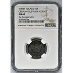 Królestwo Polskie, 10 fenigów 1918 - NGC MS65 - Ex.Karolkiewicz