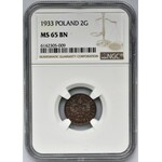 2 grosze 1933 - NGC MS65 BN - RZADKIE