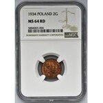 2 grosze 1934 - NGC MS64 RD - RZADKIE