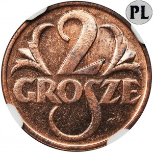 2 grosze 1937 - NGC MS65 RD PL - JAK LUSTRZANKA - RZADKIE