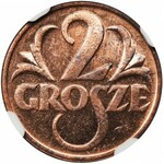 2 grosze 1937 - NGC MS65 RD PL - JAK LUSTRZANKA - RZADKIE