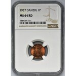 Free City of Danzig, 1 pfennig 1937 - NGC MS64 RD