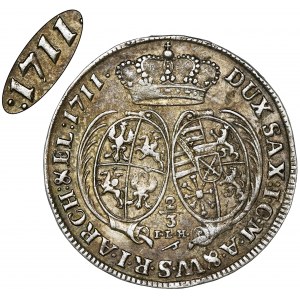 August II Mocny, 2/3 Talara (gulden) Drezno 1711 - BARDZO RZADKI