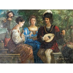 Malarz nieokreślony, francuski? XIX w., Koncert w ogrodzie, ok. 1850