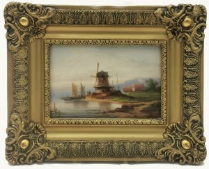 Colestin BRÜGNER (1824-1887), Pejzaż z wiatrakiem
