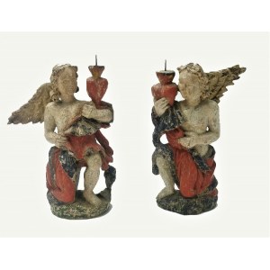 Para świeczników barokowych - klęczące anioły