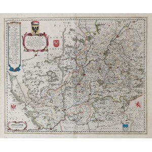 Jonas SCUTELUS (1603-1664), Mapa Dolnego Śląska, z herbami Śląska i Rzeczpospolitej