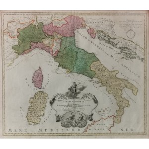 Johann Baptist HOMANN (1664-1724), Mapa Włoch i Morza Śródziemnego