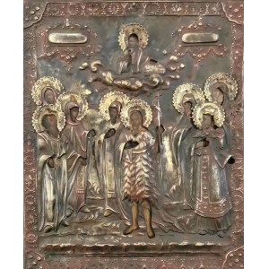 Ikona - Jan Chrzciciel wśród świętych niewiast i mężów, w okładzie