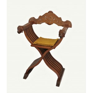 Fotel składany - krzyżakowy w stylu neorenesansowym