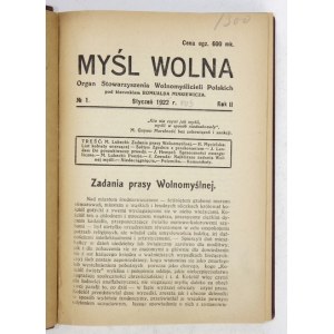MYŚL Wolna. Organ Stowarzyszenia Wolnomyślicieli Polskich pod kierunkiem Romualda Minkiewicza. Warszawa. Red