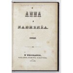 [GOSZCZYŃSKI Seweryn] - Anna z Nabrzeża. Powieść. Wyd. pierwsze. Wrocław 1852