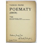 PEIPER Tadeusz - Poematy. [Kraków] 1935. Z okiładką K. Podsadeckiego