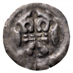 Zakon Krzyżacki, brakteat brama z krzyżem liliowym, 1255-1265, Toruń
