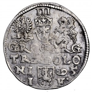 Zygmunt III Waza, trojak 1595, Olkusz - leżąca 9