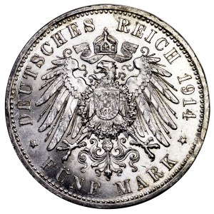Niemcy, Prusy, 5 marek 1914 A, mundur - piękne