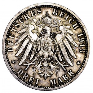 Niemcy, Prusy, 3 marki 1913 A, mundur - bardzo ładne