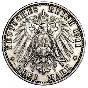 Niemcy, Hamburg, 3 marki 1911 J