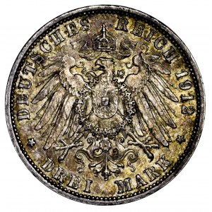 Niemcy, Prusy, 3 marki 1912 A - bardzo ładne