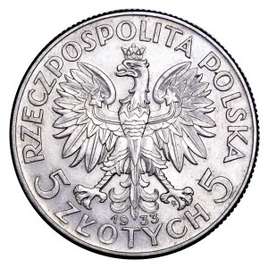 II Rzeczpospolita, 5 złotych 1933, Polonia - bardzo ładne