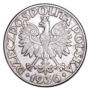 II Rzeczpospolita, 5 złotych 1936, Żaglowiec