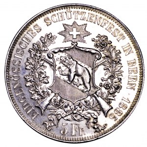 Szwajcaria, 5 franków 1885, Festiwal Strzelniczy w Bernie - talar strzelecki