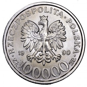 III RP, 100000 zł 1990, Solidarność - typ B