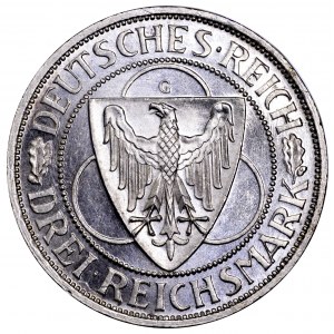 Niemcy, Republika Weimarska, 3 marki 1930 G, Rheinstrom - piękne