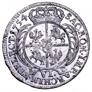 August III Sas, szóstak 1754 EC, Lipsk - piękny