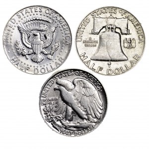 Stany Zjednoczone, zestaw 3 monet 1/2 dolara