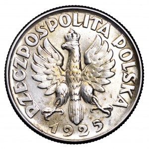 II Rzeczpospolita, 2 złote 1925, Żniwiarka, bez kropki- piękna
