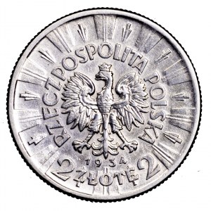 II Rzeczpospolita, 2 złote 1934, Piłsudski - śliczne