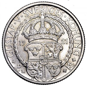 Szwecja, 2 korony 1921, 400 lat dynastii Wazów