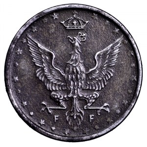 Królestwo Polskie, 10 fenigów 1917 - Napis Blisko Obrzeża
