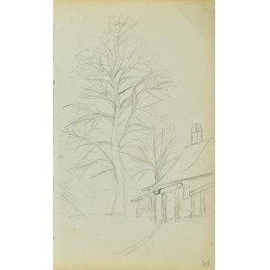 Jacek Malczewski (1854-1929), Drzewo bezlistne stojące przy wiejskiej chałupie