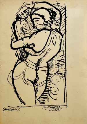 Kazimierz Podsadecki (1904 - 1970), Akt kobiety wg rzeźby indyjskiej, 1969