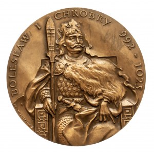 Polska, PRL 1944-1989, medal z serii królewskiej Oddziału Koszalińskiego PTN - Bolesław I Chrobry.