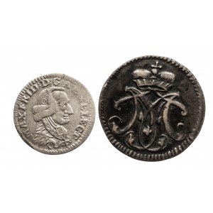 Niemcy, Biskupstwo Kolonia, zestaw 2 monet 1/4 oraz 1 Stüber 1764, 1777, Maximilian Friedrich von Königseck, 1761-1784.