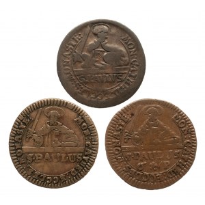 Niemcy, Biskupstwo Monastyr, zestaw 3 monet 3 pfenning 1740, 1760 6 pfenning 1762.