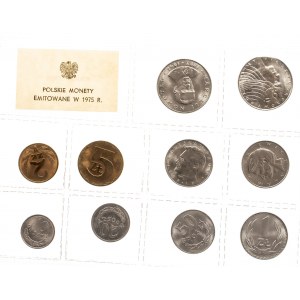 Polska, PRL 1944-1989, Polskie Monety emitowane w 1975 r. - oficjalny zestaw 10 monet